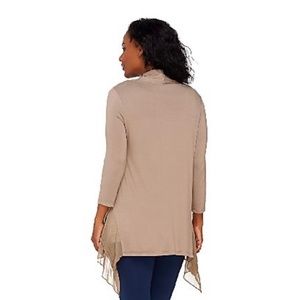 Knit Cardigan with Pleated Chiffon